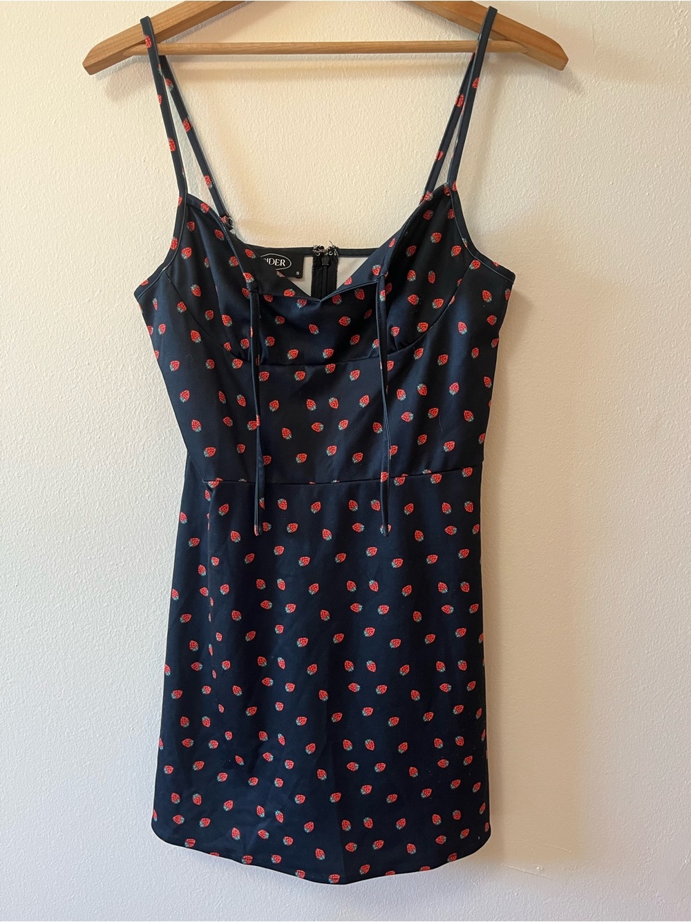 Cider Black Dress with Red Strawberry Print